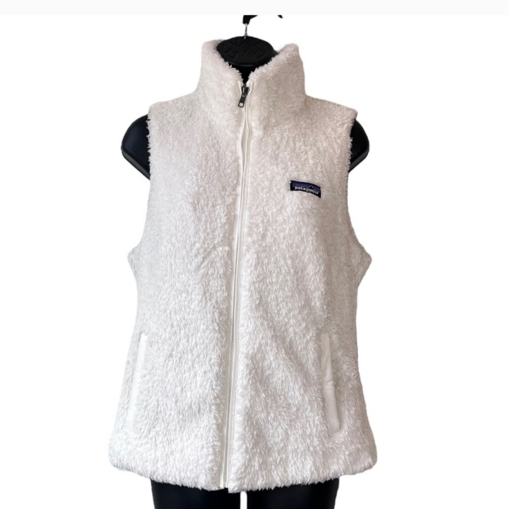 Patagonia Women’s Los Gatos Vest White Birch Fuzzy Fleece Size XL